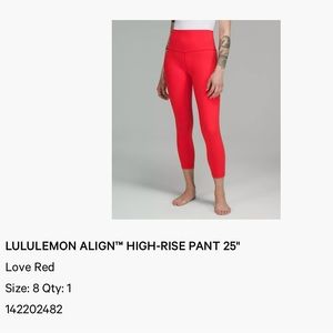 Lululemon ALIGN PANT HIGH-RISE 25” Size 8